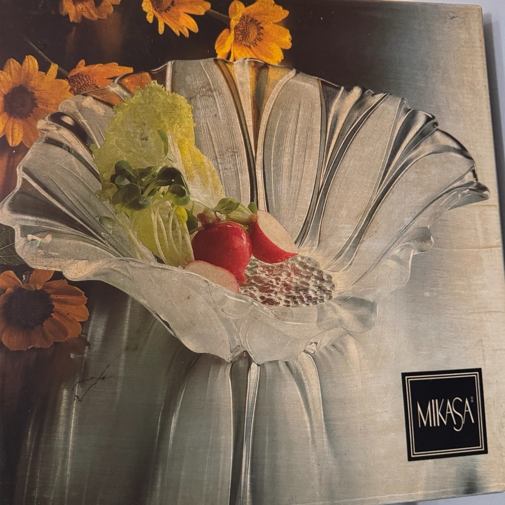 Vintage Mikasa Glass Sunflower Frost Large Round Bowl 13 1/4" New In Box Germany - Picture 6 of 9